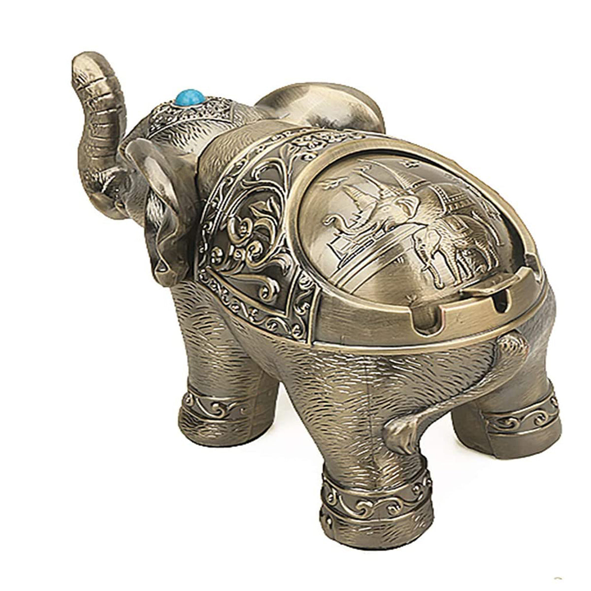 Elephant-Shaped Metal Ashtray with Lid – Unique Home Decor Gift