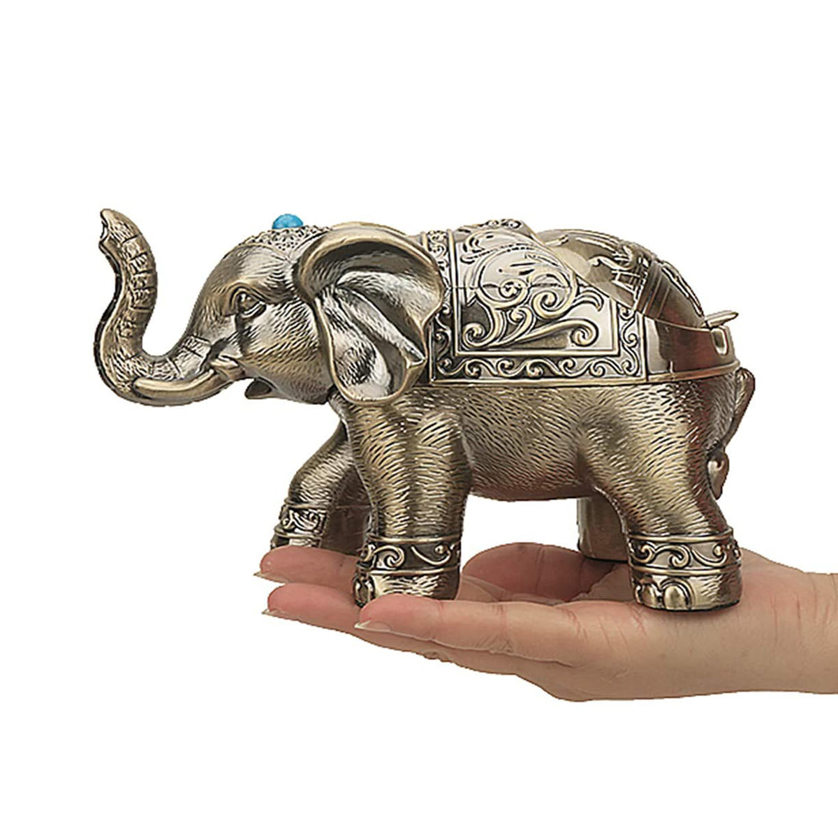 Elephant-Shaped Metal Ashtray with Lid – Unique Home Decor Gift