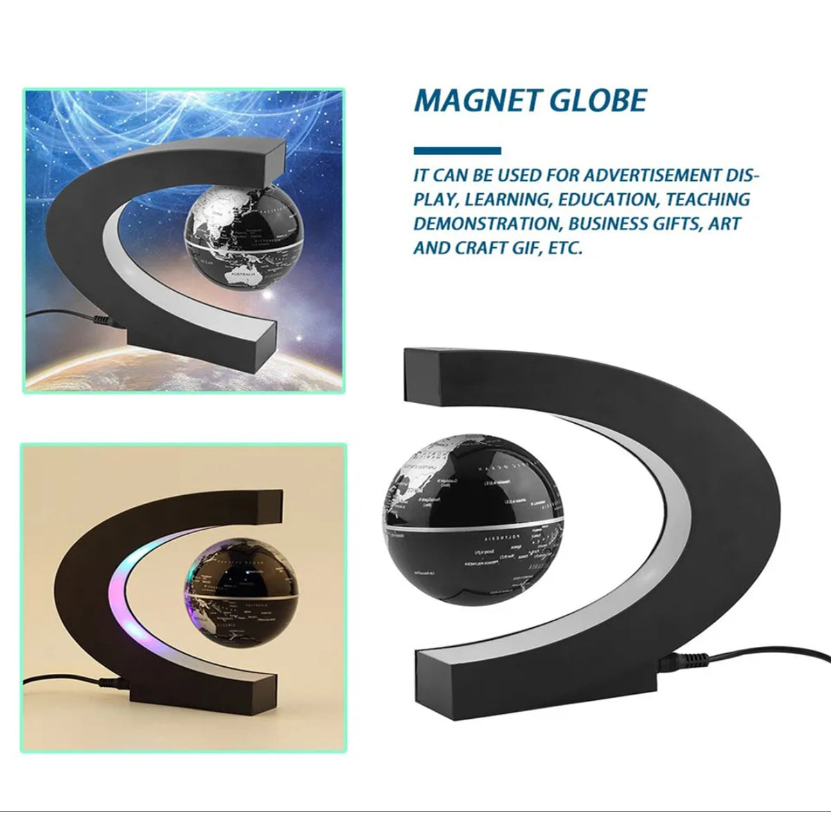 LED Magnetic Floating Globe – Spinning World Map Lamp for Home, Office & Study Decor