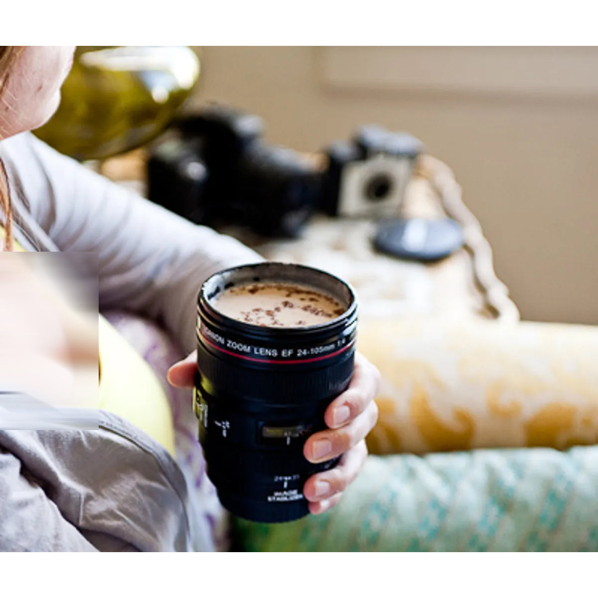 Camera Lens Coffee Mug – Realistic DSLR Design, Leak-Proof Travel Thermos for Tea & Coffee Lovers