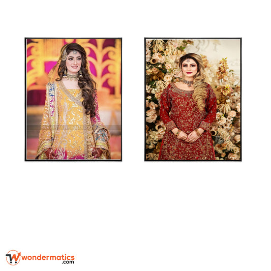 Customizable wooden frames with digital prints, elegant set of 2 for personalized wall decoration and gift ideas