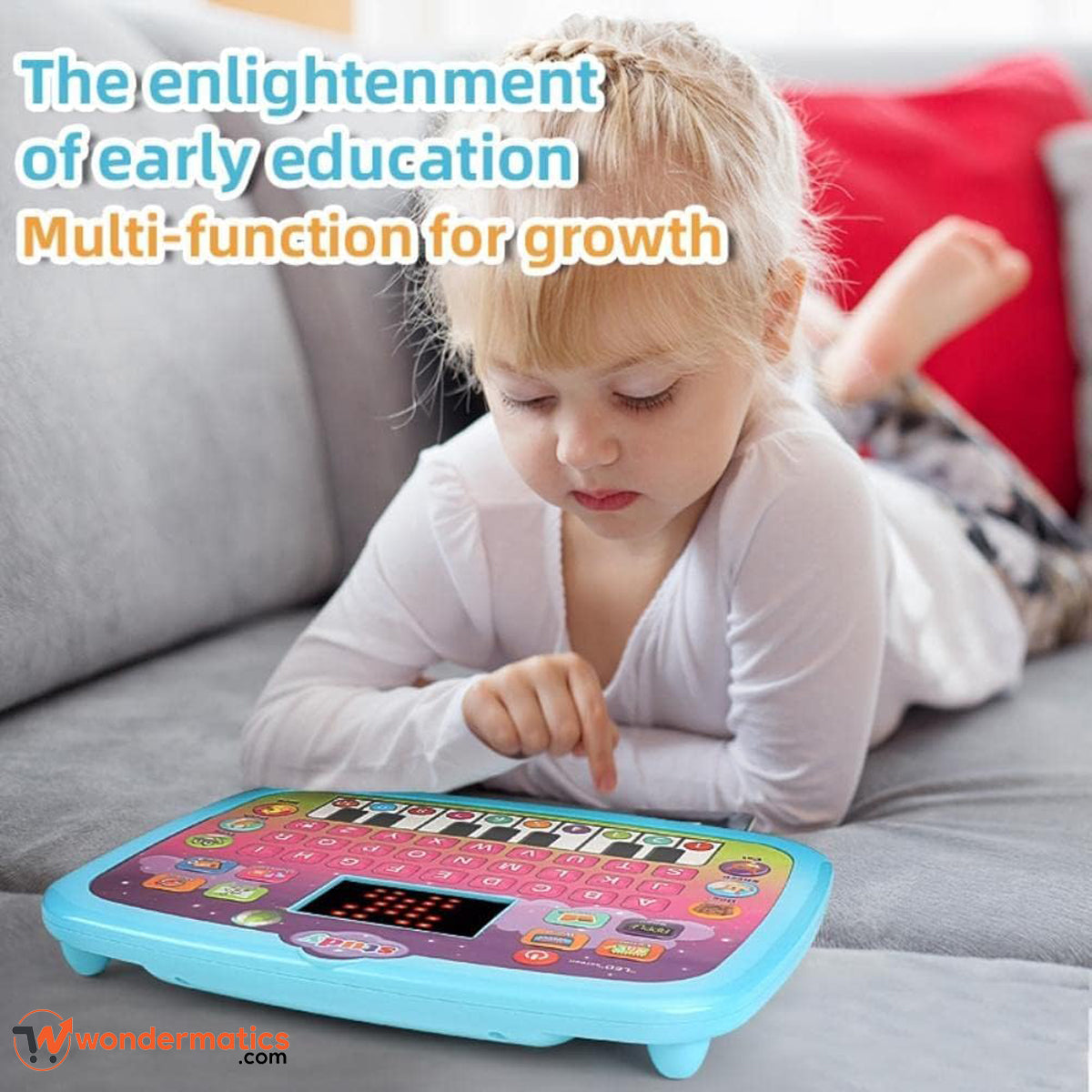 Durable kids educational device with colorful buttons
