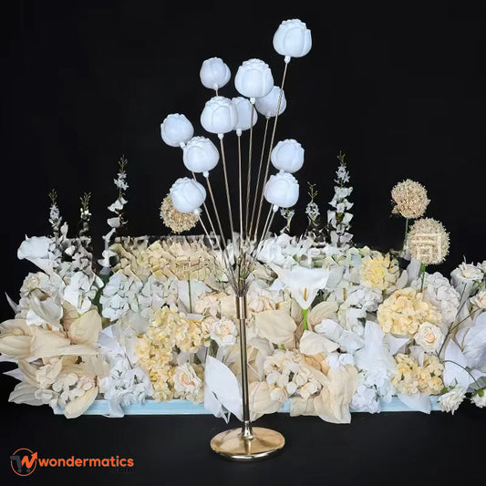 Elegant golden floor lamp with ambient lighting