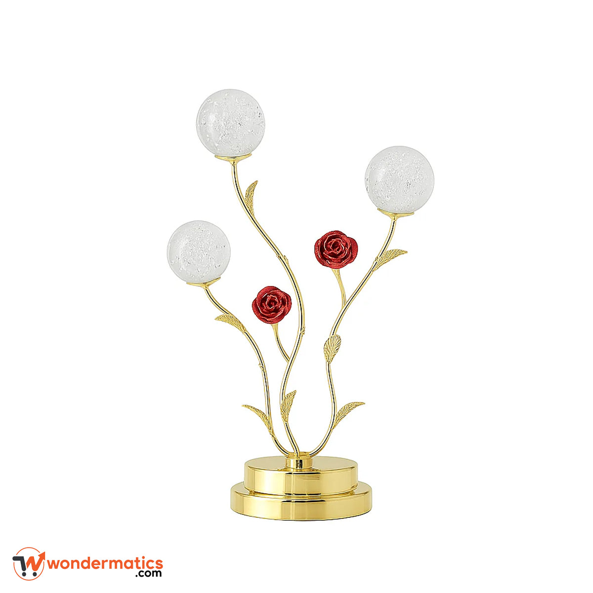 Modern Table Decoration Piece with LED Lights and Golden Floral Base