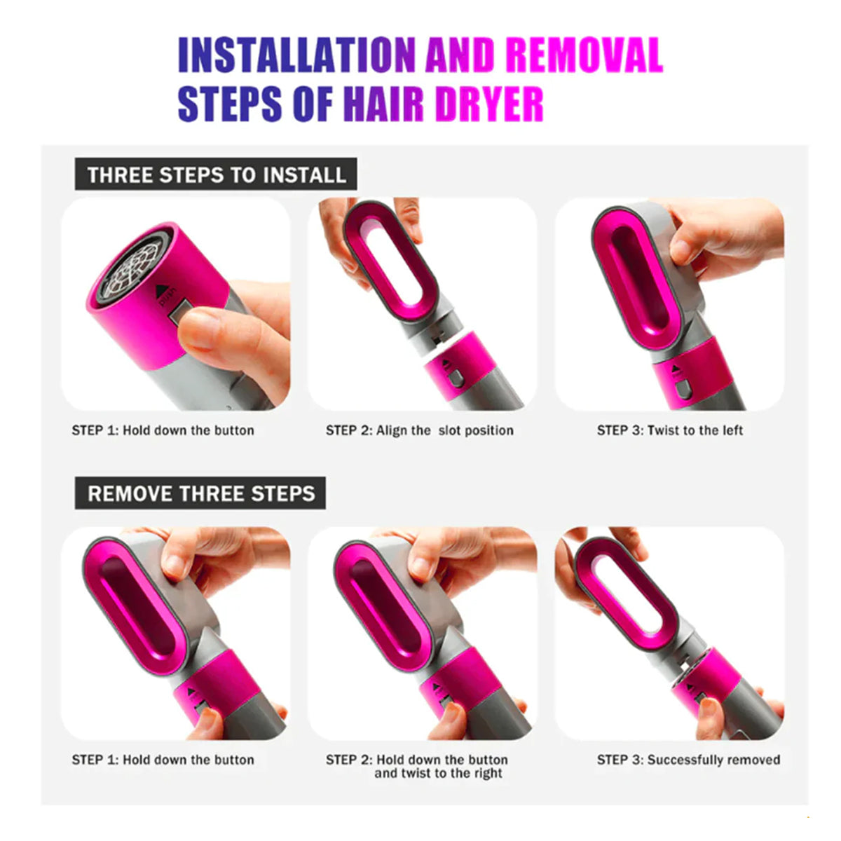 Straightening brush attachment for sleek, smooth hair using multifunctional hair styler