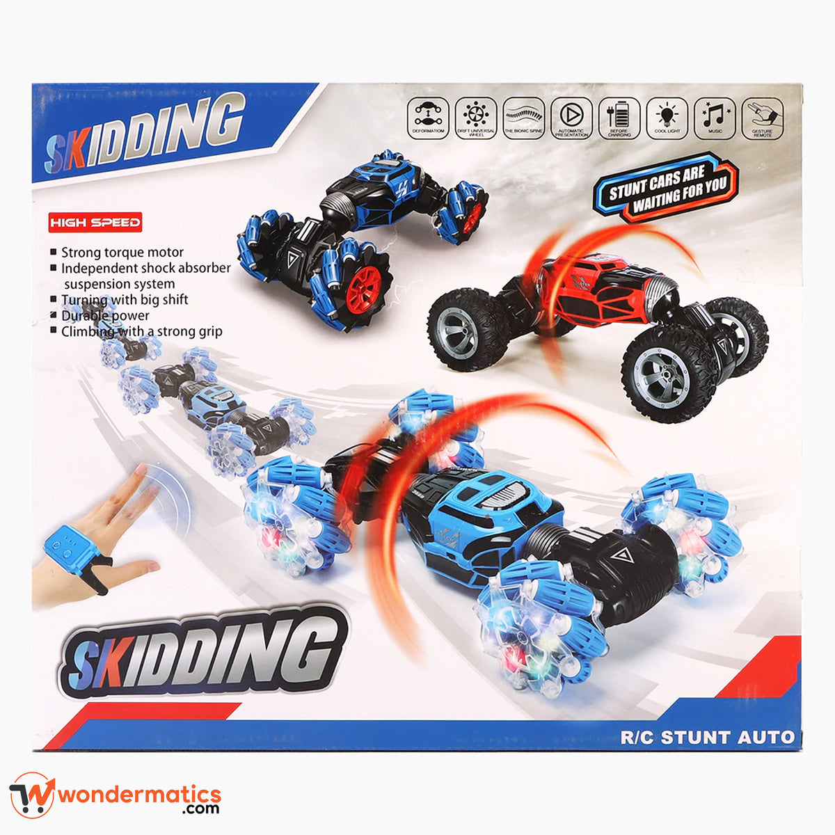 High-traction 4WD RC car with vibrant lights and sound effects