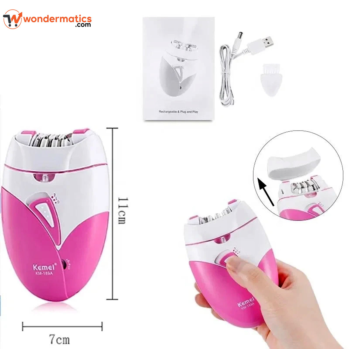 Kemei epilator hair removal device for girls and women