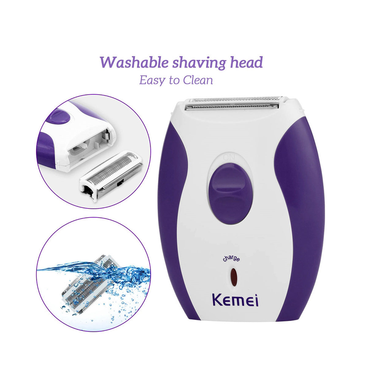 Close-up of Kemei KM-280R shaver head with anti-allergy mesh for safe and precise hair removal