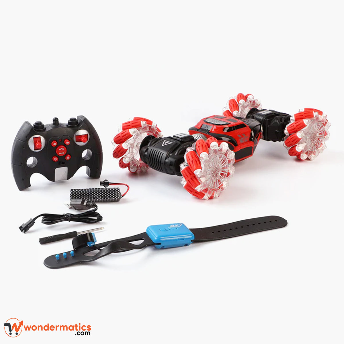Kids’ remote control car with off-road capabilities and flashing lights