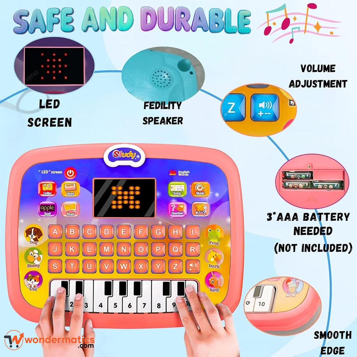 Learning tablet for toddlers with bright screen