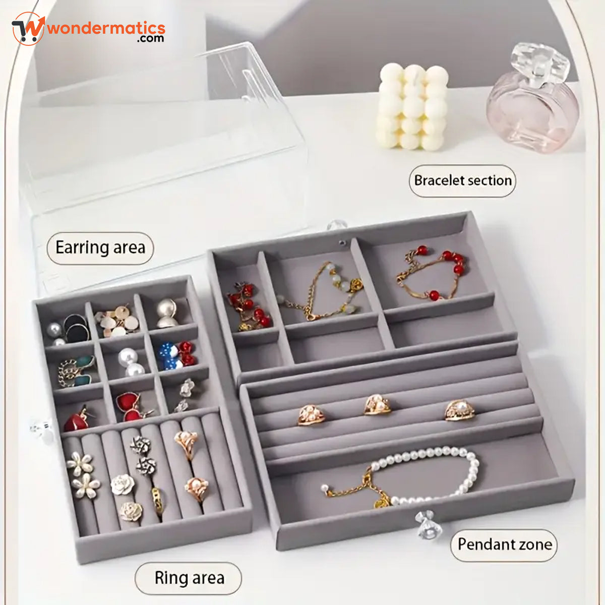 Luxury Acrylic Jewelry Box with Velvet Lining for Rings and Earrings
