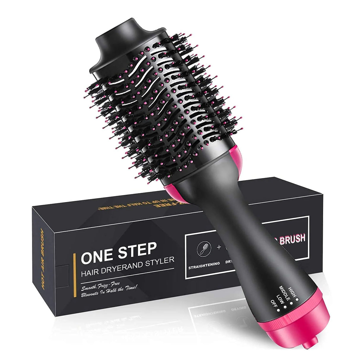 One step hair dryer and volumizer brush for fast drying and styling