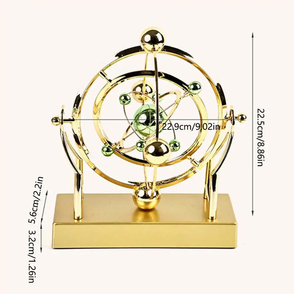 Orbit-inspired golden decor for tabletop presentation