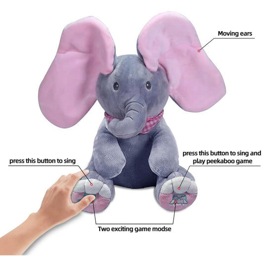 Side view of Peekaboo Elephant Plush – Soft and Cuddly