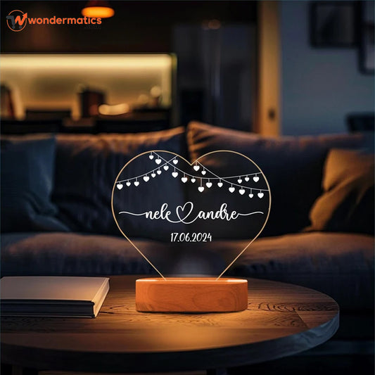 Personalized LED Heart Lamp for Couples