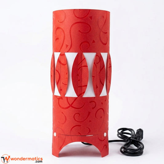 Red and white PVC table lamp 11 inch heat resistant on white background
