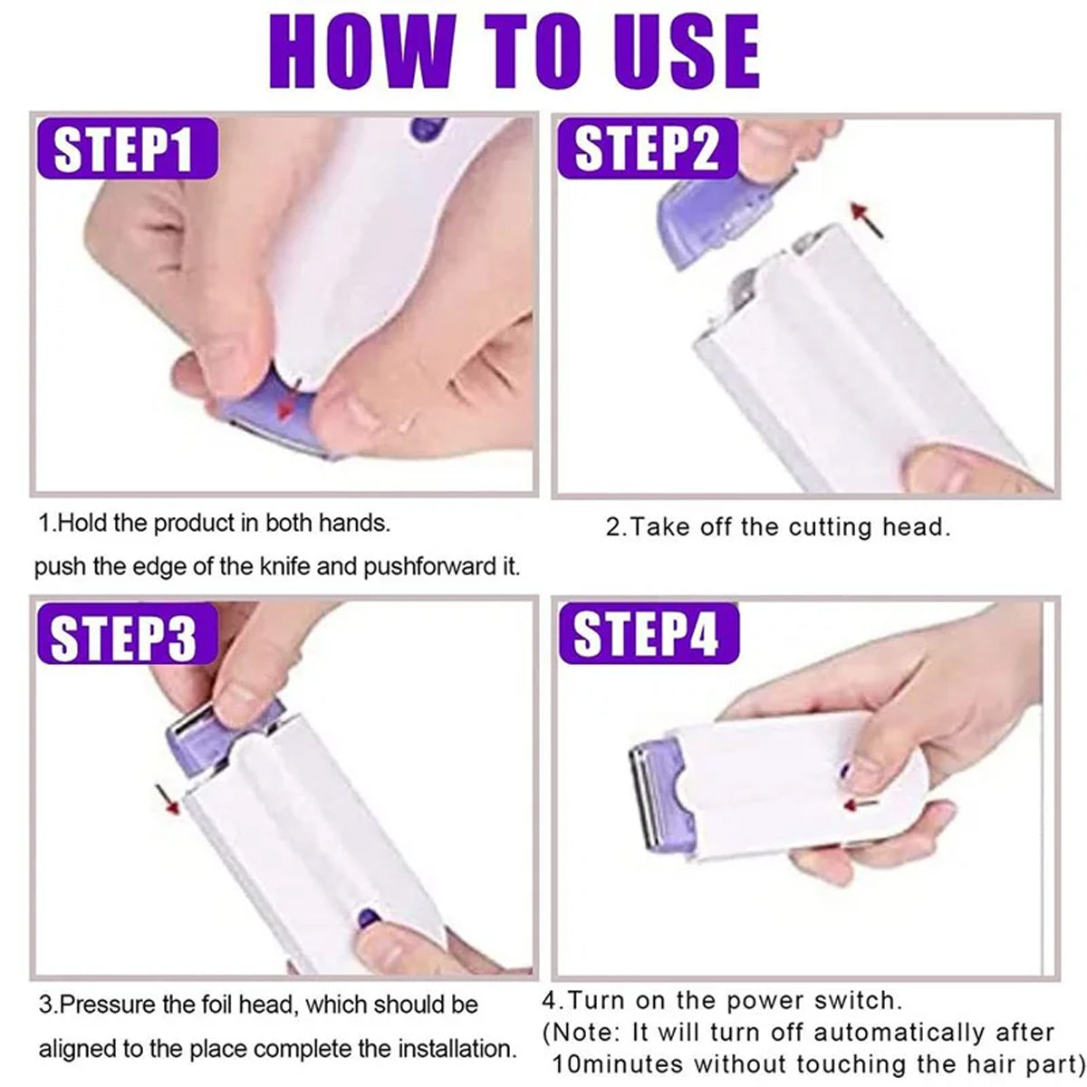 Gentle hair removal device for face, arms, legs and bikini line