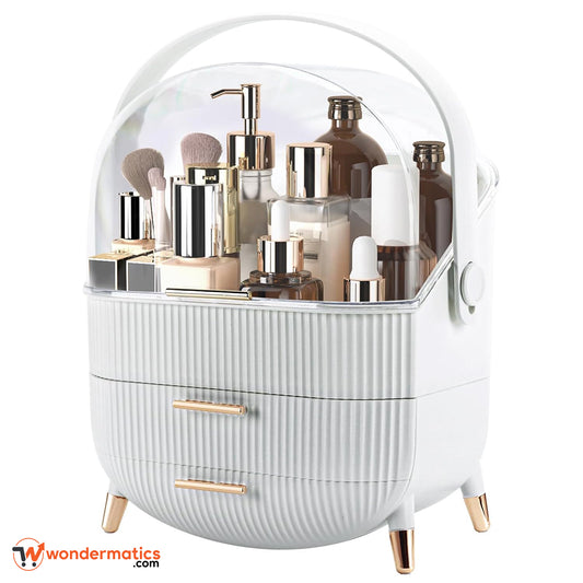 Spacious makeup and cosmetic organizer with clear acrylic cover