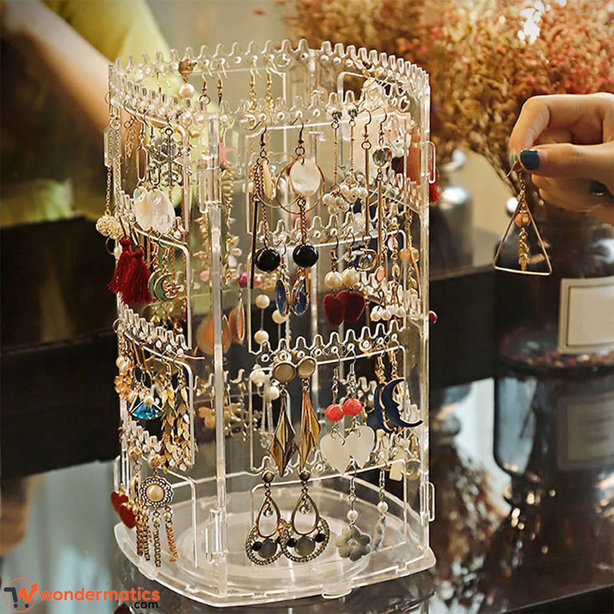 Styled on a dressing table with mirror
