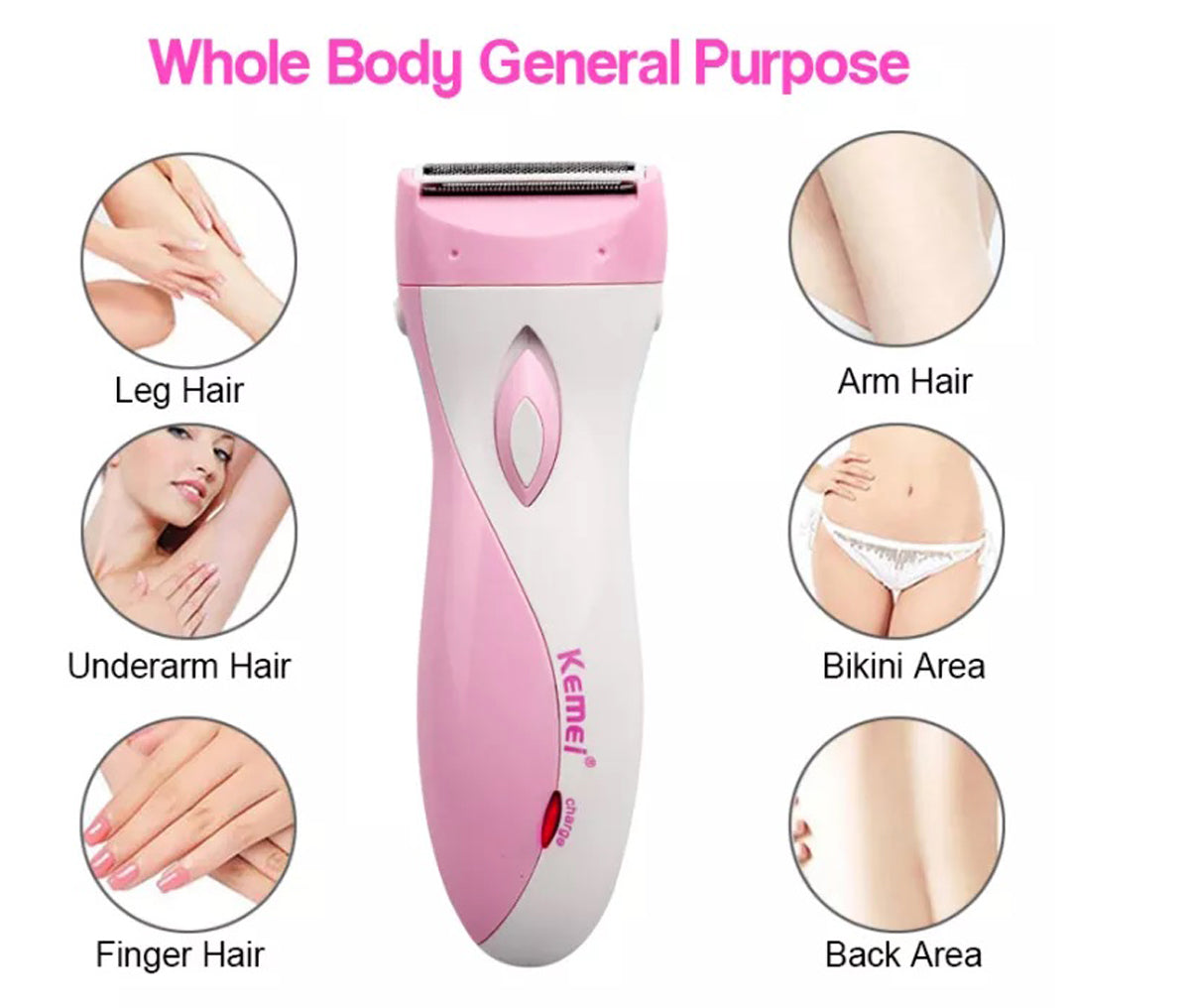 Kemei Km-5001 Rechargeable Hair Remover Shaver For Women