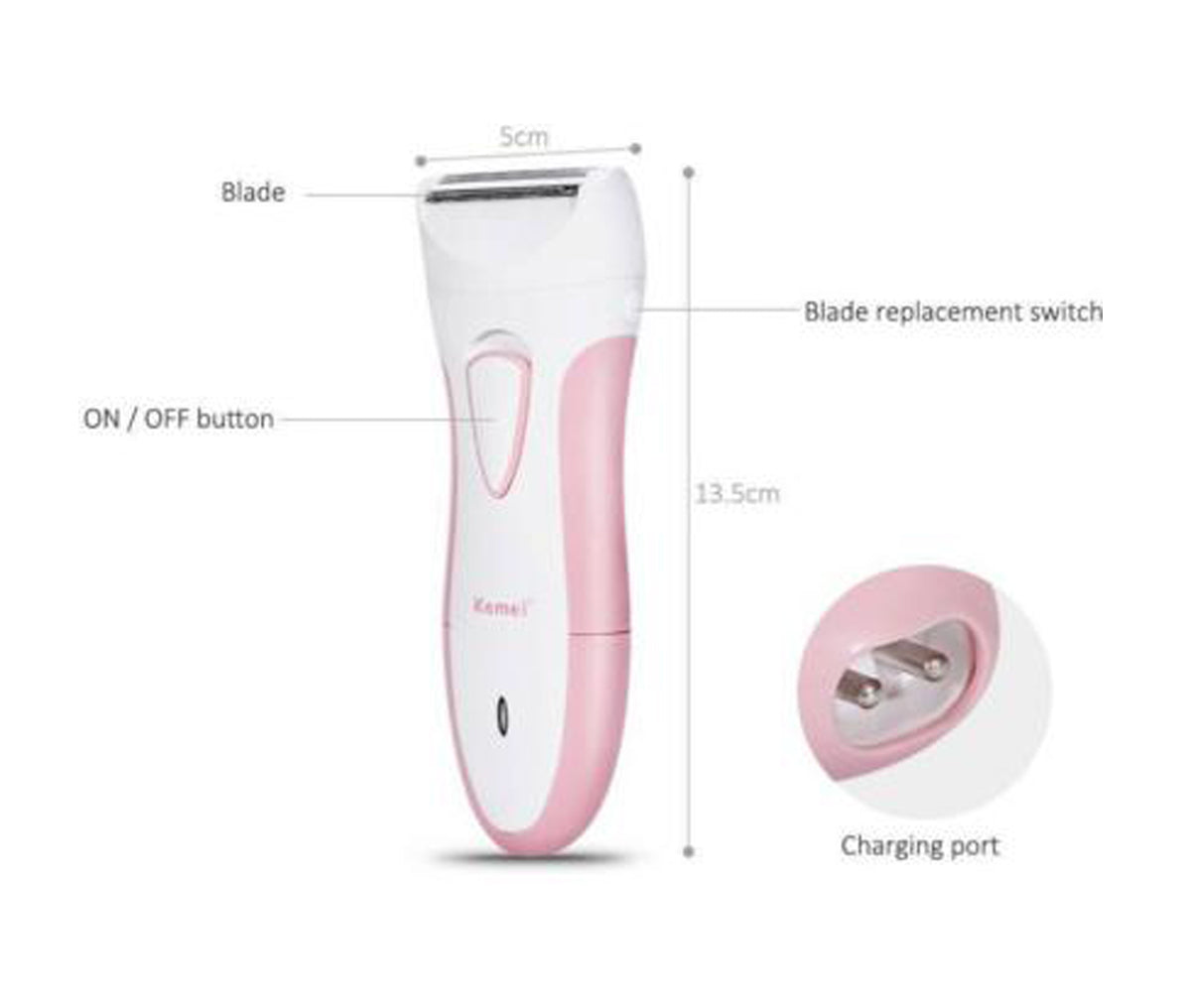 Kemei Km-5001 Rechargeable Hair Remover Shaver For Women