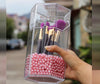 Acrylic Brush Holder With Lid and Pearls