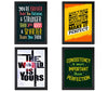 4 Large Motivational Quote Frames with Black Frame and Glass Protection