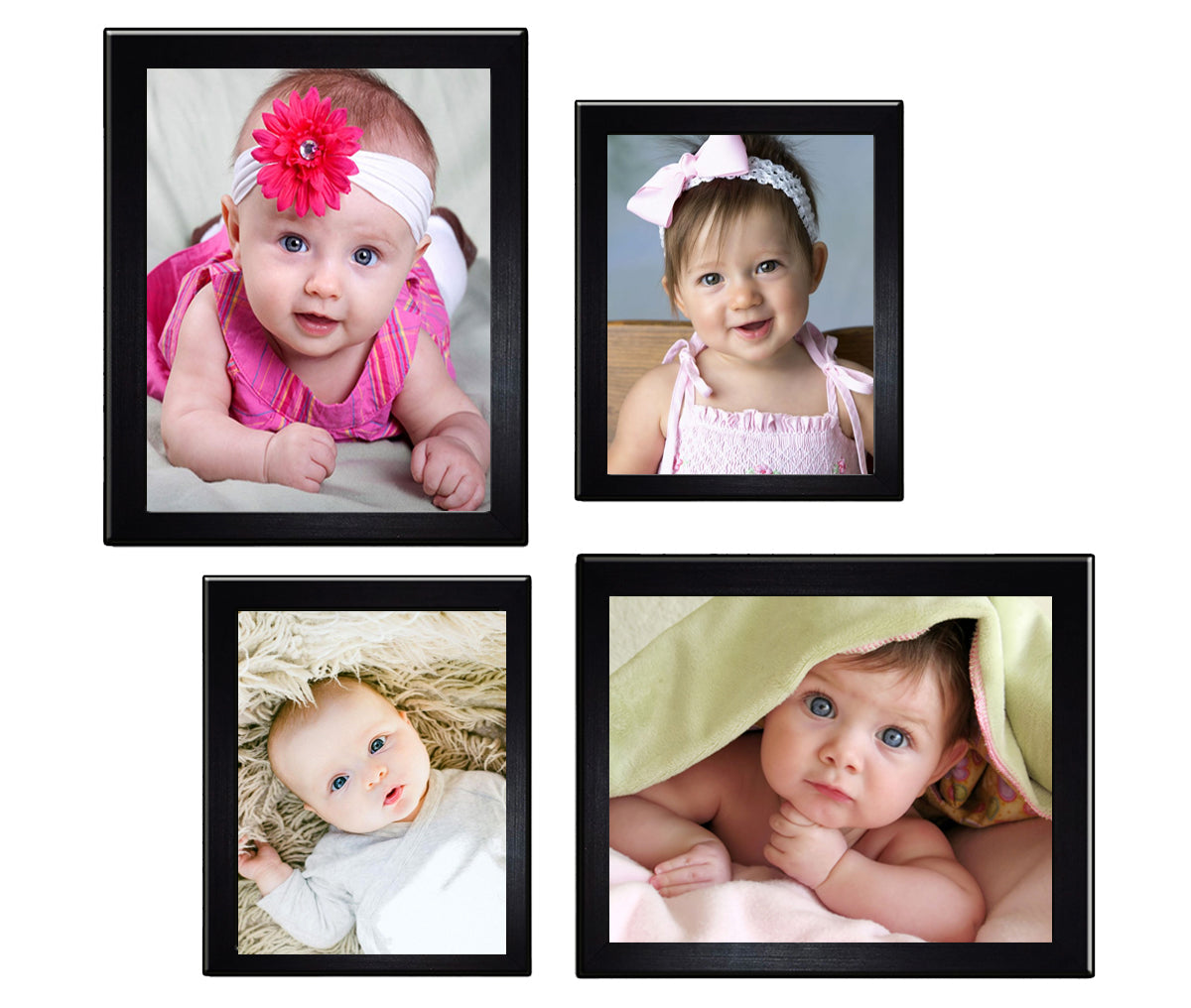 Capture and Cherish Set of 4 Black Color Photo Frames with Personalized Pics