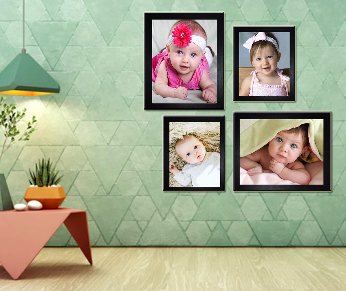 Capture and Cherish Set of 4 Black Color Photo Frames with Personalized Pics