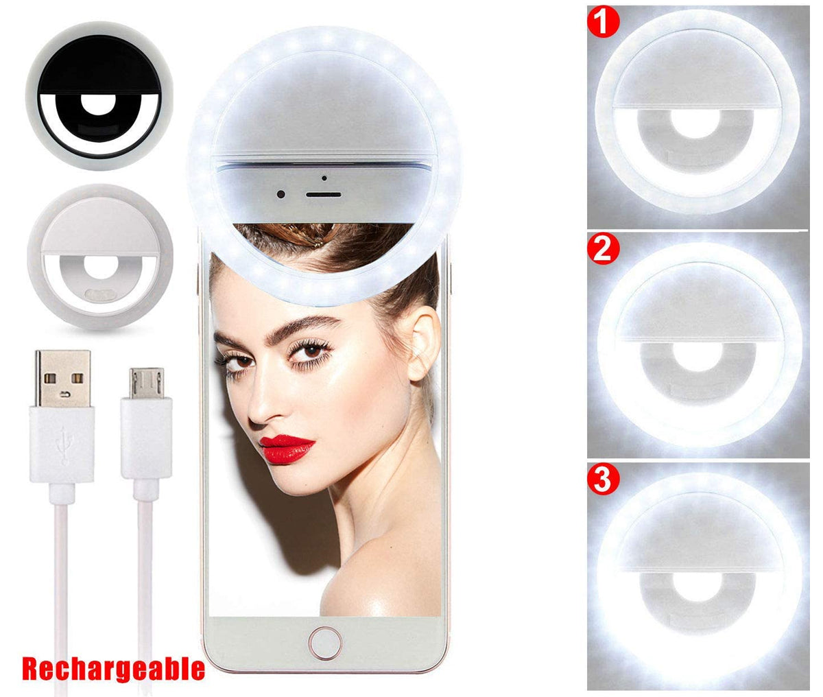 Rechargeable Selfie Ring Light - Perfect for Vlogging, Live Streaming, and Taking Selfies