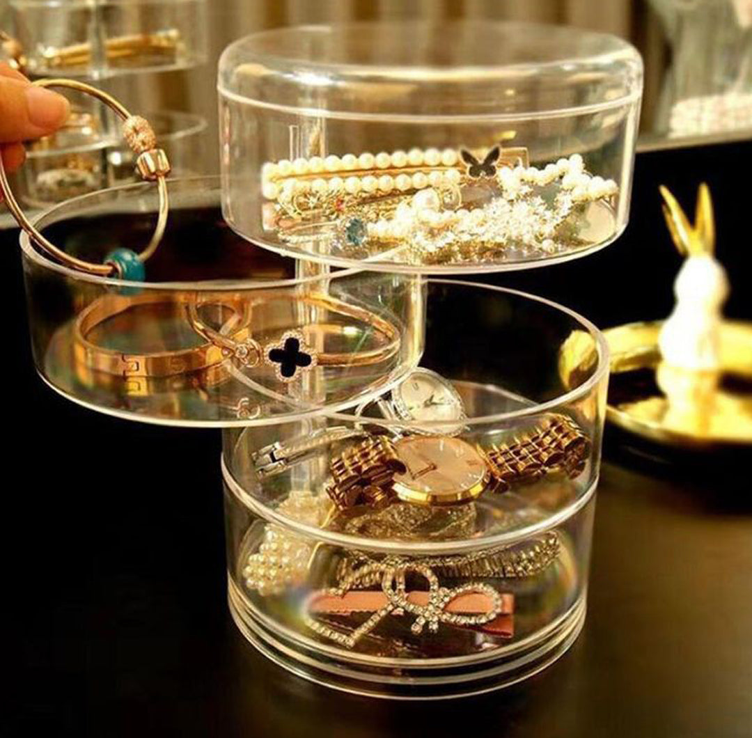 Acrylic Rotating 3-Section Jewelry Organizer