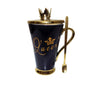 Queen's Coffee Mug: Black & Gold Luxury with Crown and Spoon