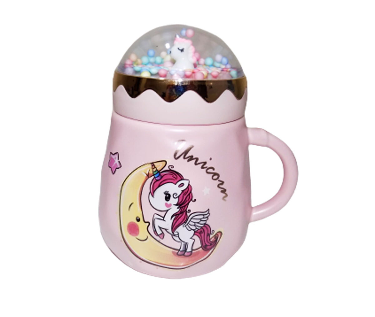 Kids' Pink Unicorn Cup with Charming Ceramic Lid - Sip in Style