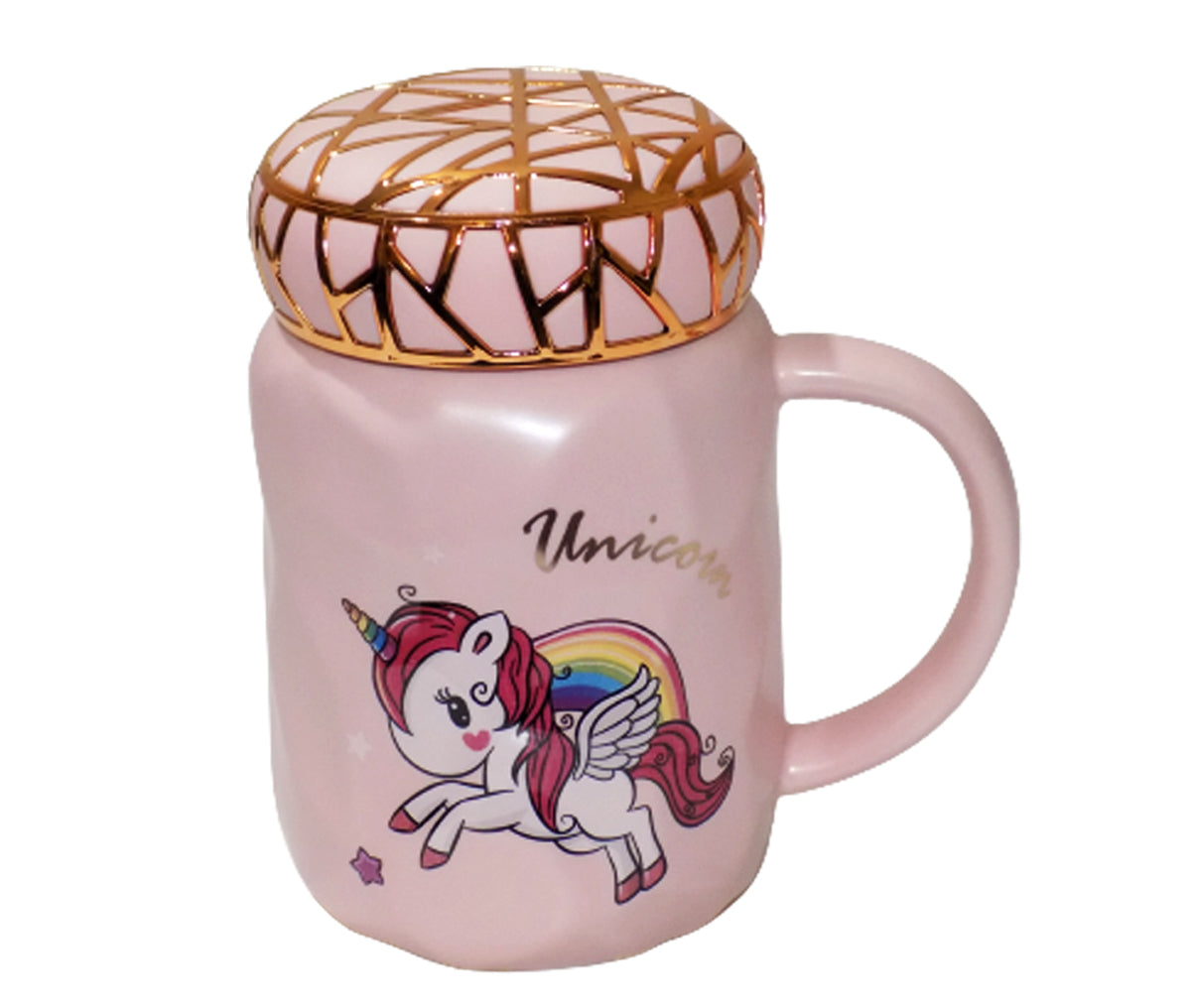 Charming Pink Unicorn Cup with Stunning Textured Lid