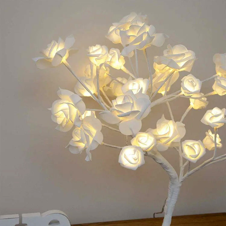 Elegant White Rose Flower Lamp - Timeless Beauty for Your Home