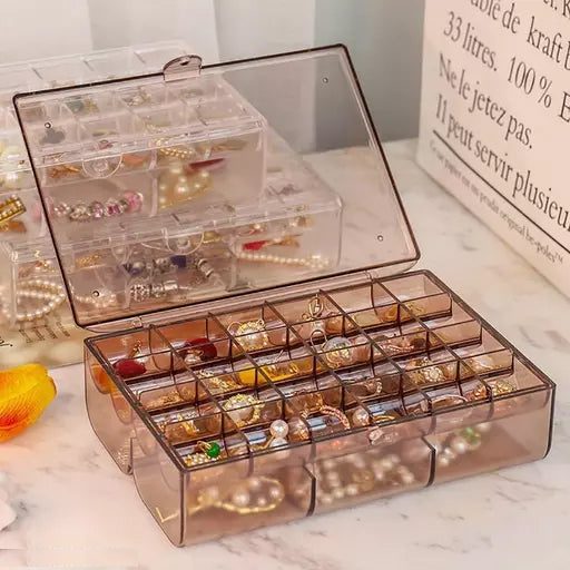 Acrylic Jewelry Organizer with Lid + 30 Compartments - Random Colors