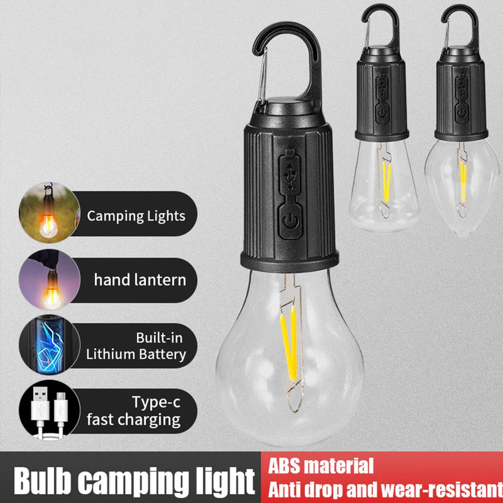 LED Rechargeable Bulb with Type C Charging - Premium Quality Warm Light for Camping & Home Use - Durable, Eco-Friendly Lighting Solution