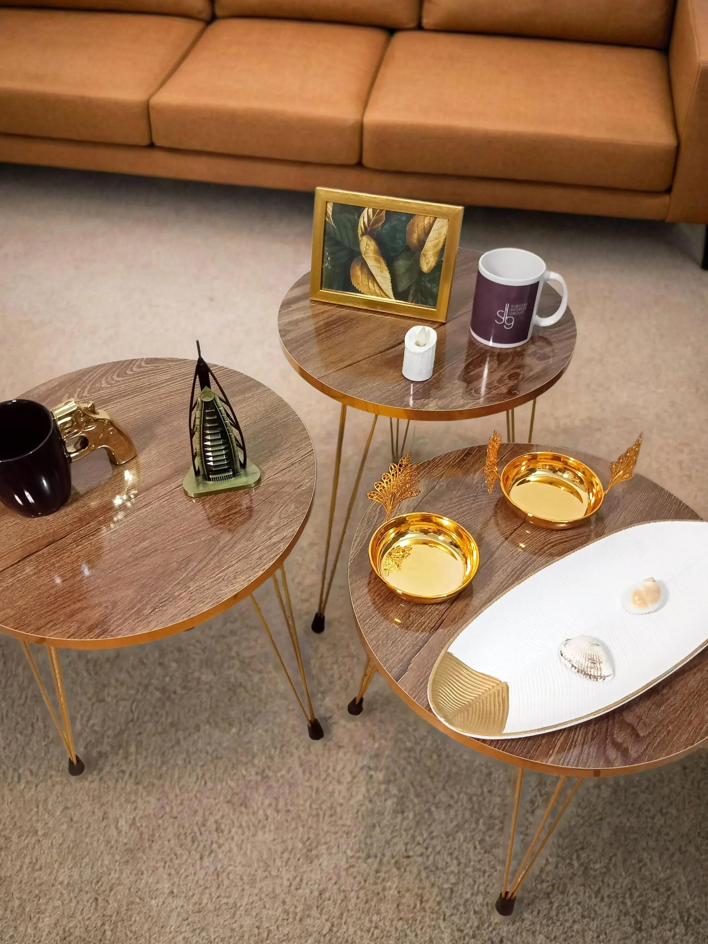 Set of 3 Nesting Coffee Tables - Stylish and Versatile Space-Saving Tables for Living Room, Bedroom, and Office - Free Home Delivery Across Pakistan