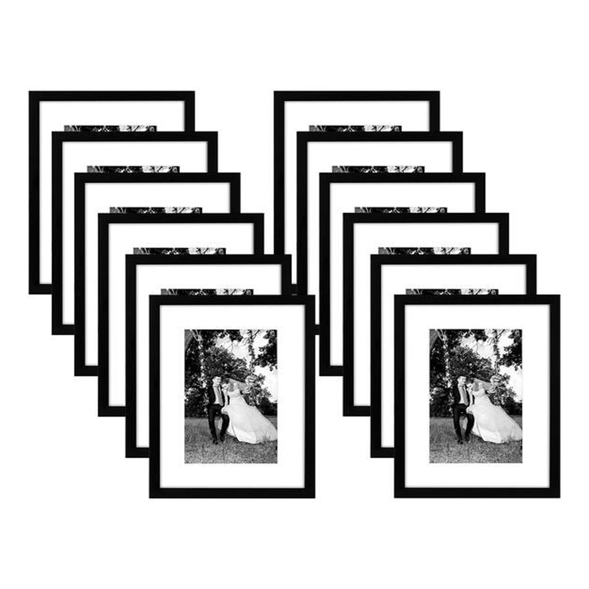 Pack of 12 black photo frames displayed together
