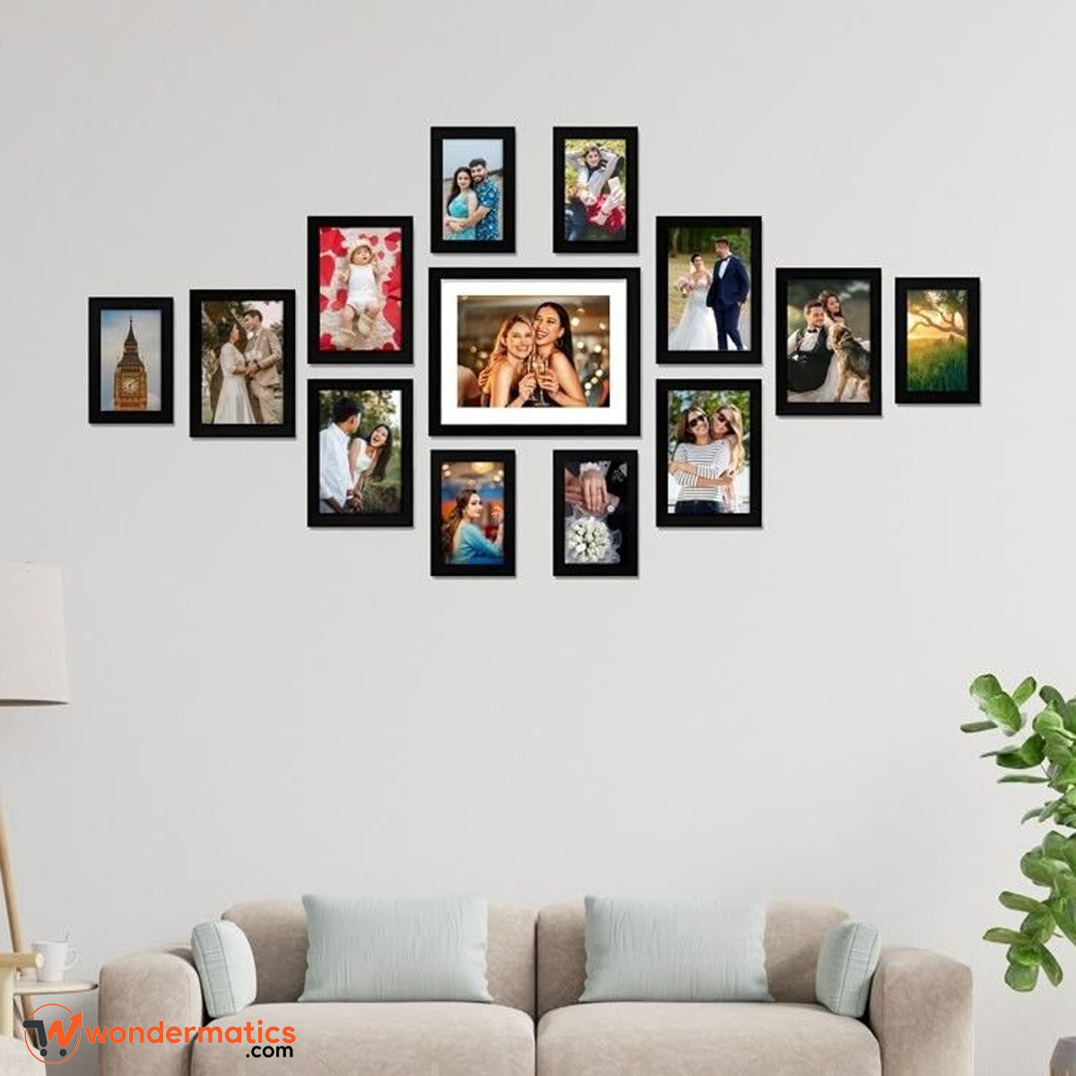13 Pcs Black Picture Frame Set for Wall & Table – Customizable Photo Frames with HD Print