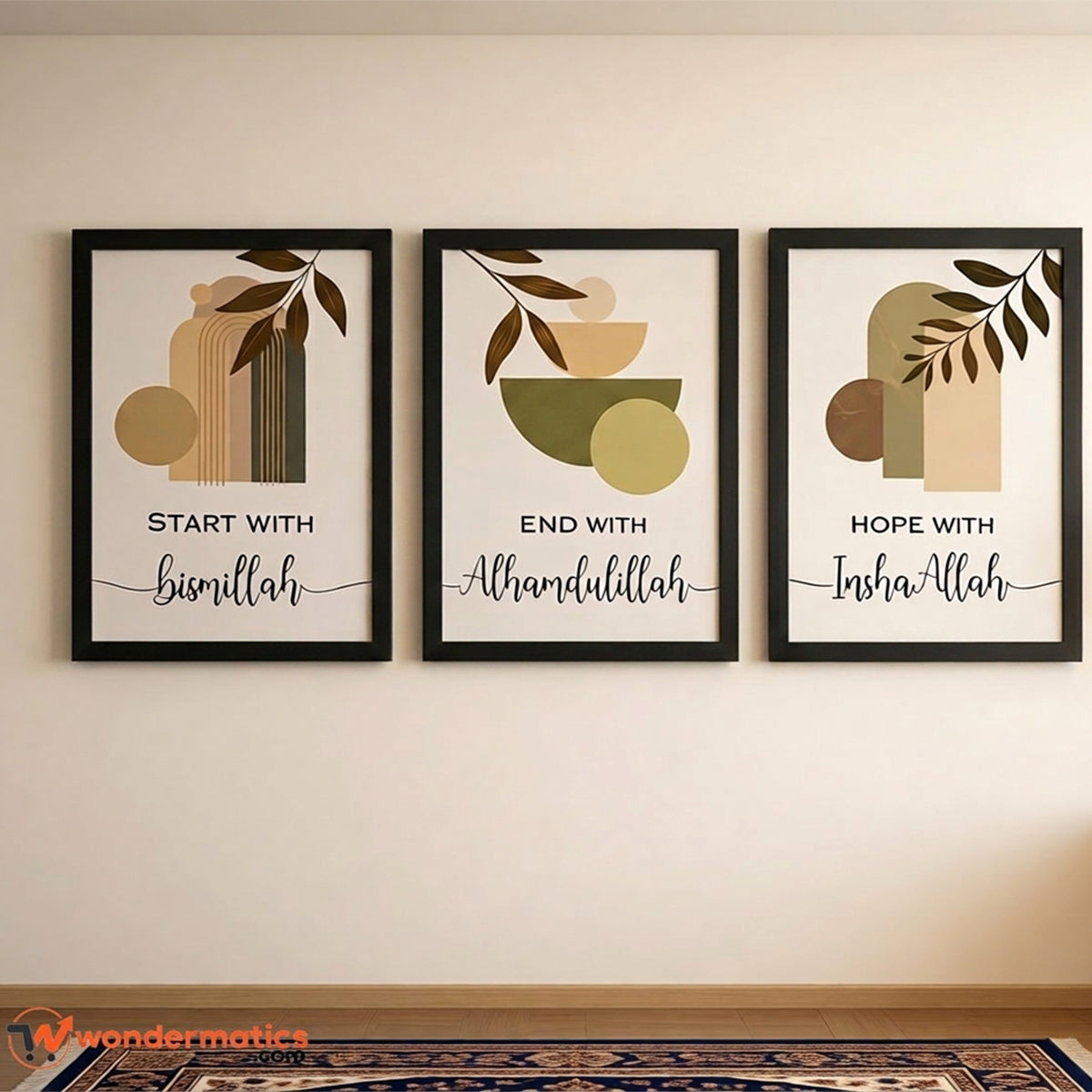 3 frame set islamic wall decor black color