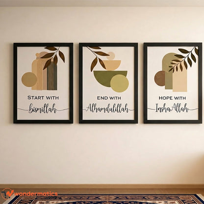 3 frame set islamic wall decor black color