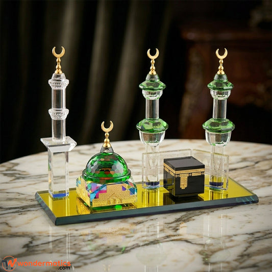 3-in-1 crystal kaaba masjid nabawi model decoration for home and office decor