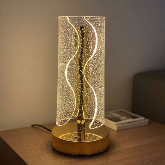 Alt Text: 3D acrylic rechargeable LED lamp with 3 color light modes