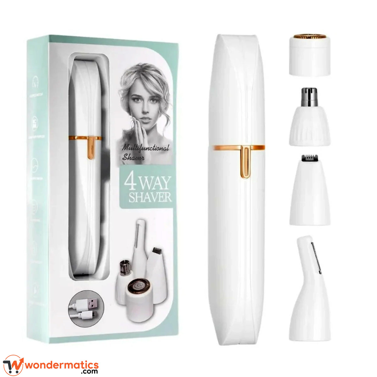 4-in-1 electric lady shaver for women, rechargeable and cordless