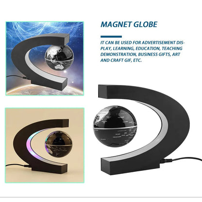 LED Magnetic Floating Globe – Spinning World Map Lamp for Home, Office & Study Decor