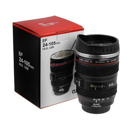 Camera Lens Coffee Mug – Realistic DSLR Design, Leak-Proof Travel Thermos for Tea & Coffee Lovers