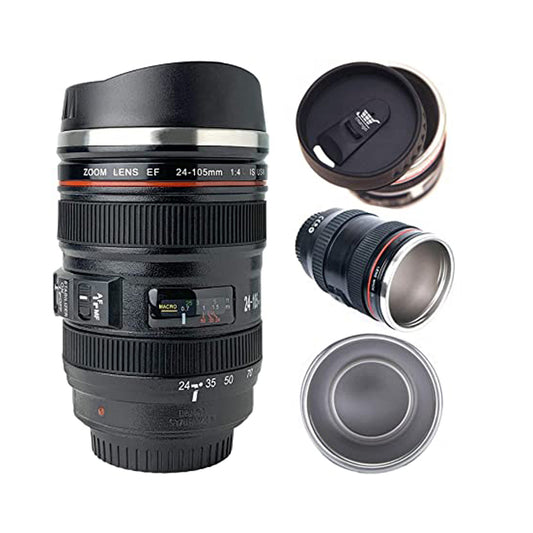 Camera Lens Coffee Mug – Realistic DSLR Design, Leak-Proof Travel Thermos for Tea & Coffee Lovers