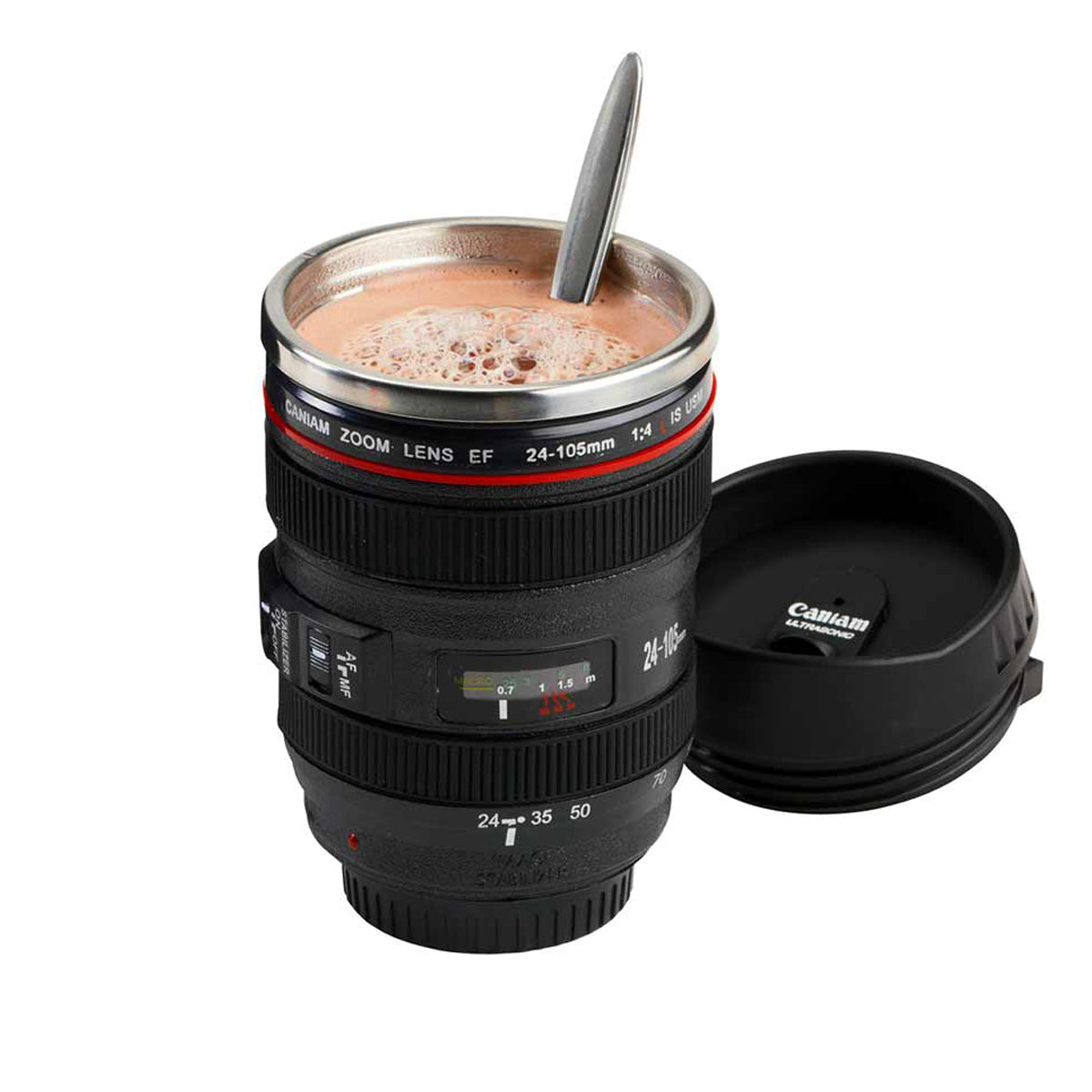 Camera Lens Coffee Mug – Realistic DSLR Design, Leak-Proof Travel Thermos for Tea & Coffee Lovers