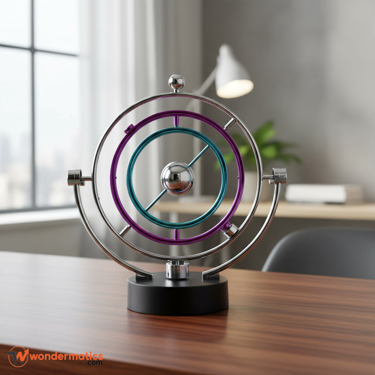 Kinetic Orbit Desk Display – Golden Motion Sculpture for Office & Home Decor | Stress Relief & Conversation Starter